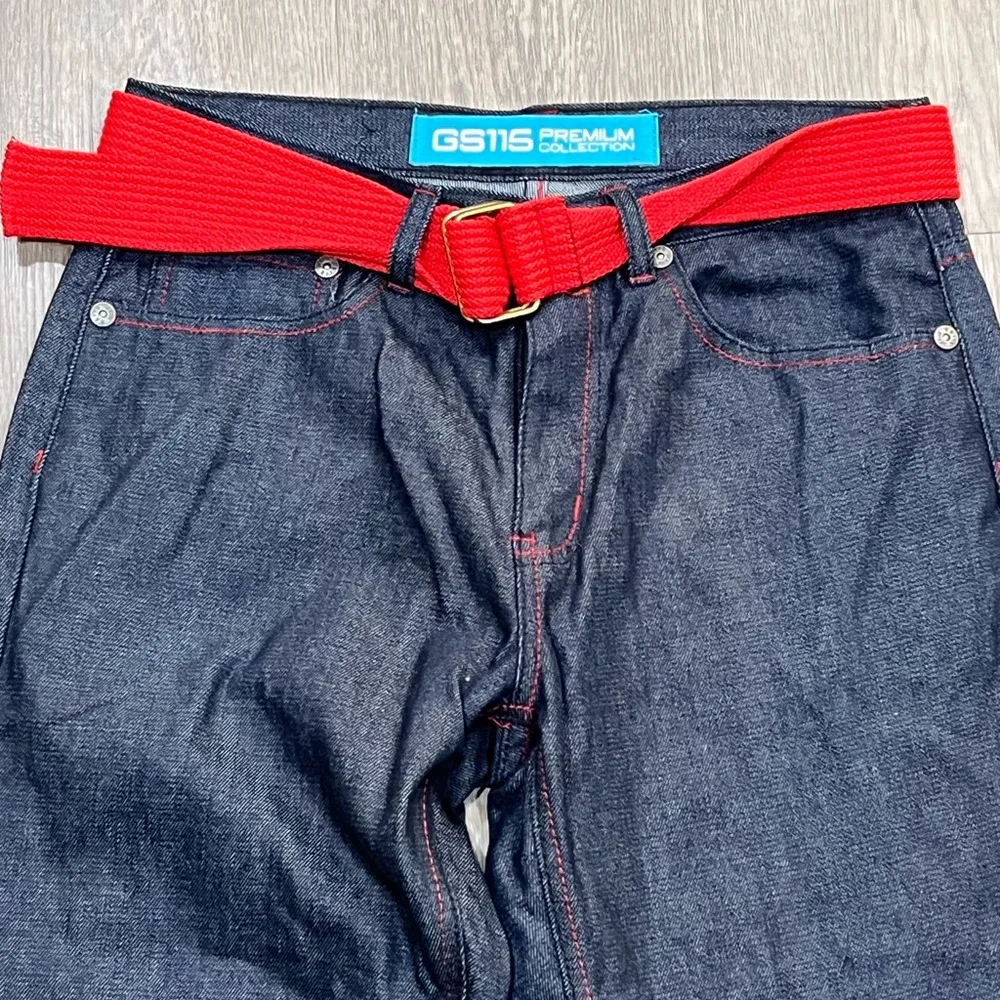 Women’s GS115 Premium Collection Jeans Boot Cut Size 12H Dark Wash Blue W/ Belt - Image 3