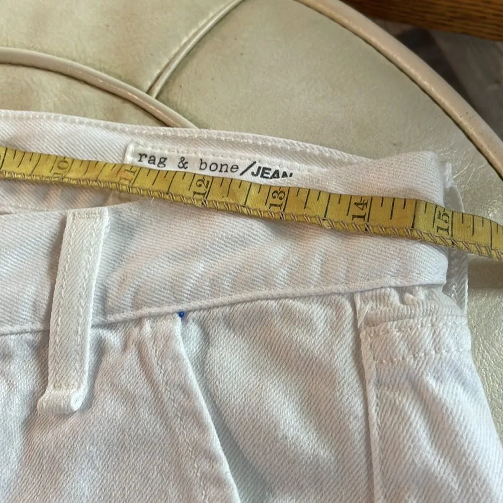Rag & Bone White Carpenter Cuffed Hem Denim Shorts - Image 9