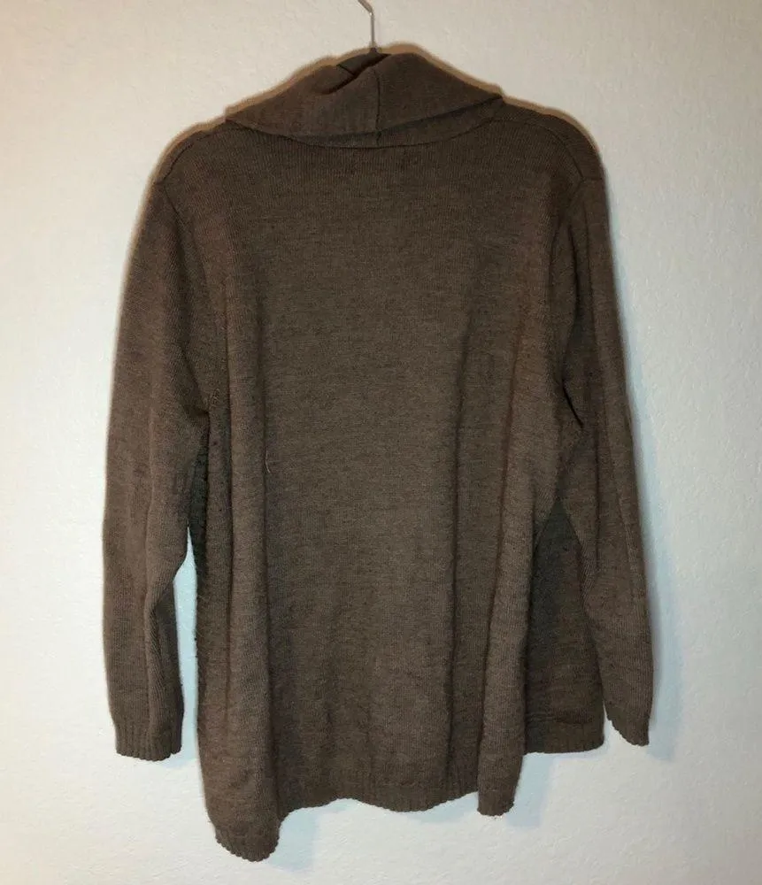 Cynthia Rowley Sweater Tan-Brown Wrap Knit w/ Buckle Sz 3X GUC Plus Shawl Collar - Image 12