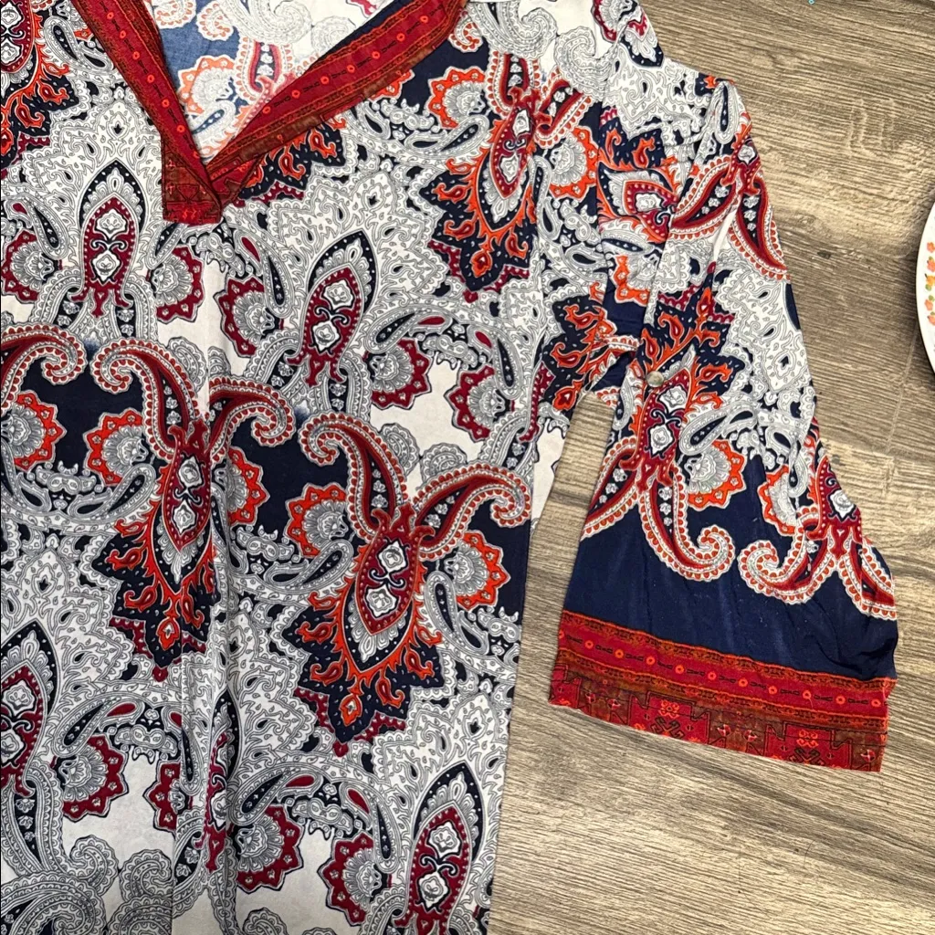 Mlle Gabrielle Red and Blue Patterned Dress - Image 5