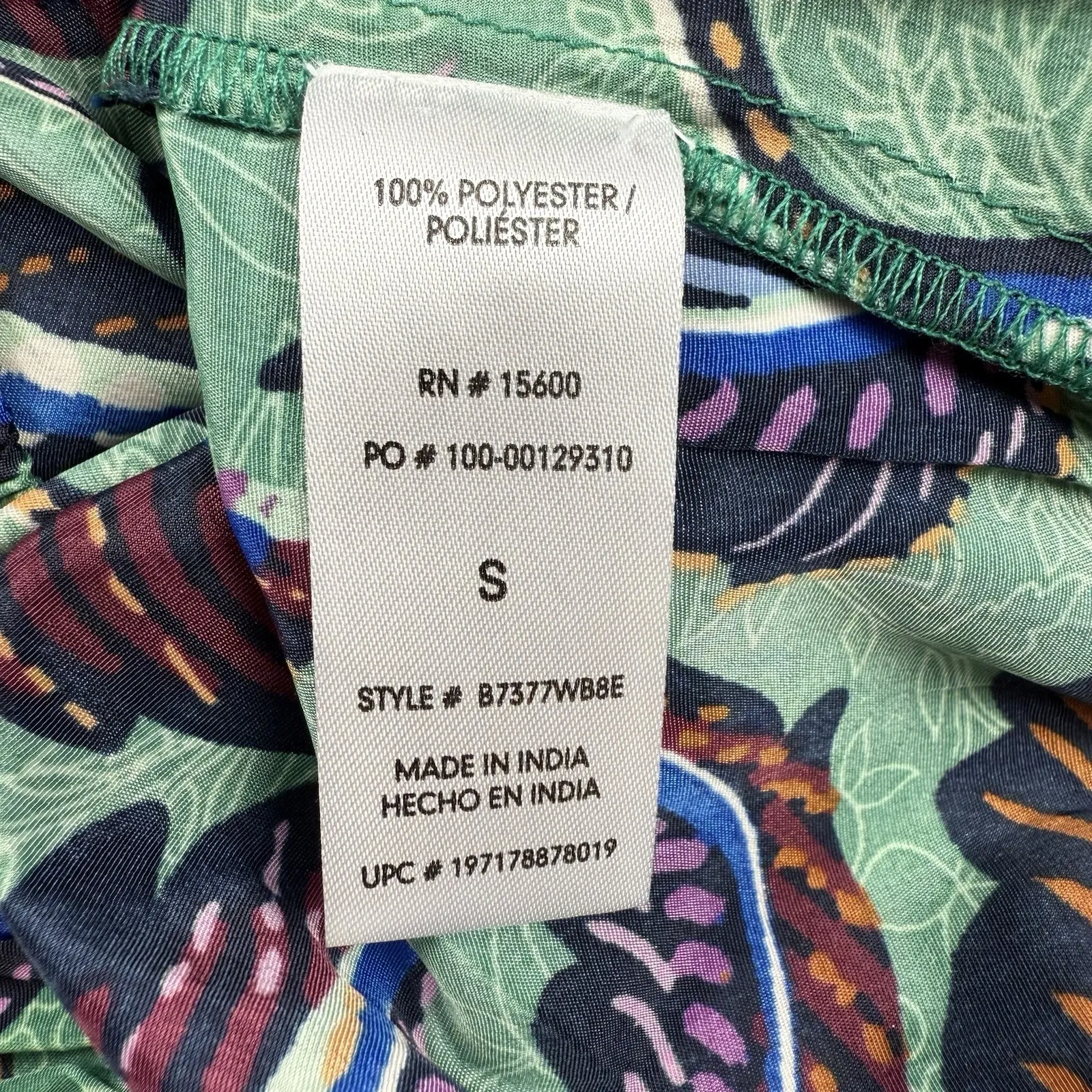 Democracy Leaf Print Small Top Surplice V-Neck Long Blouson Sleeve Overlap Front - Image 8