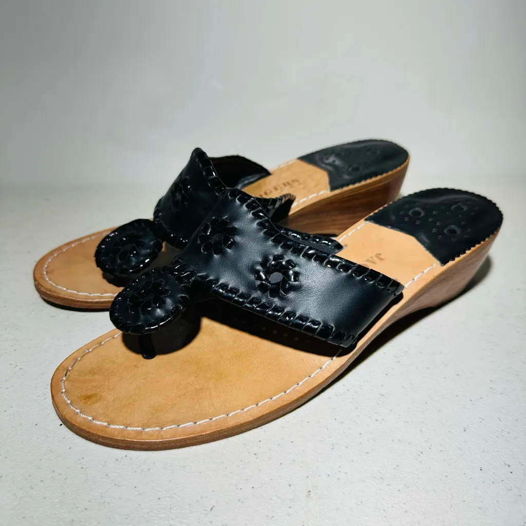 Jack Rogers Women's Black Leather Sandals SIZE 8 - Image 4