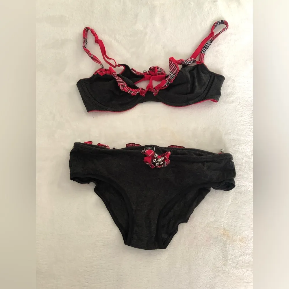 Victoria’s Secret cotton blended bells bra and bottom set, bra 34B, bottom SP - Image 2