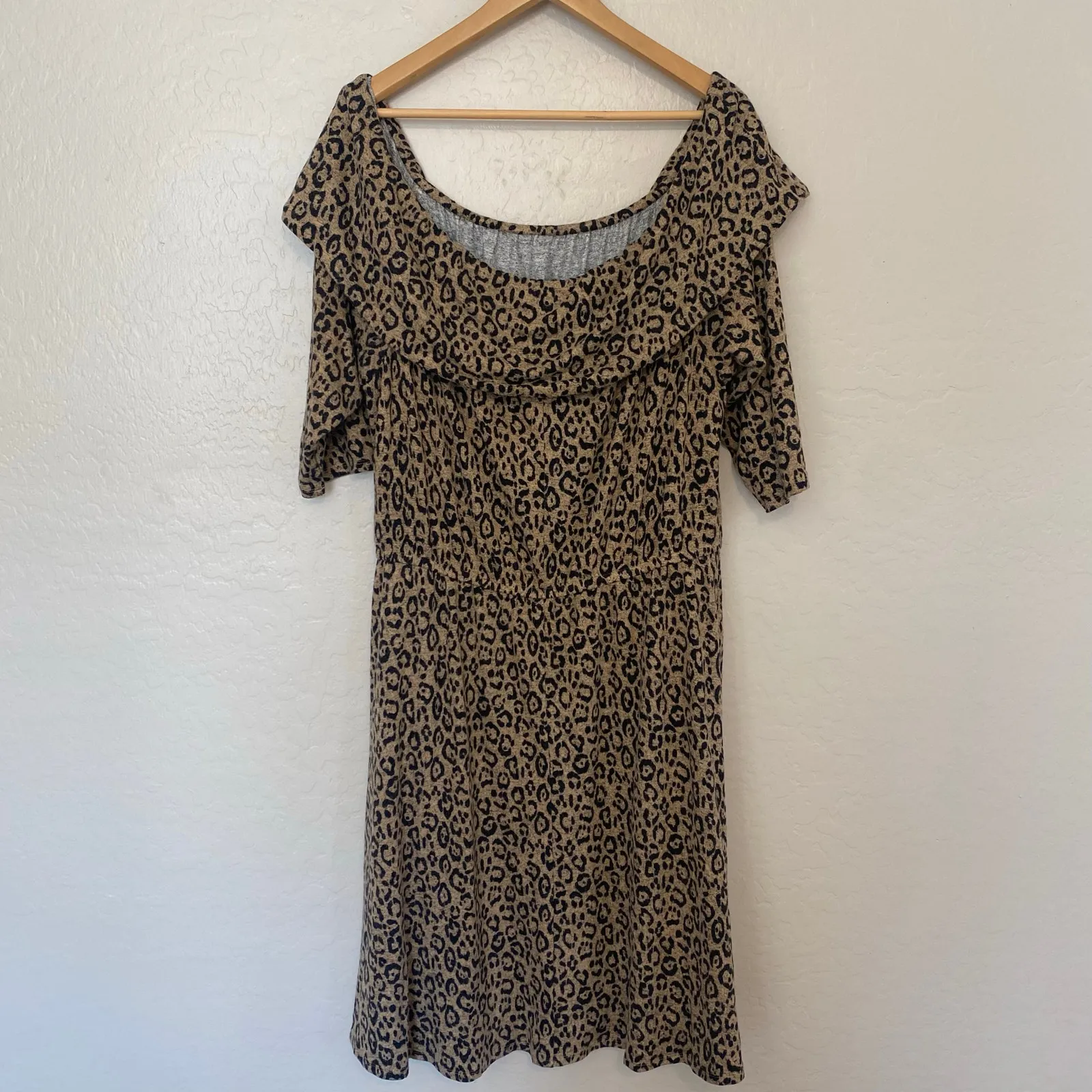Lane Bryant Leopard Midi Dress Womens Size 22/24 Holiday Party Cozy Soft - Image 2