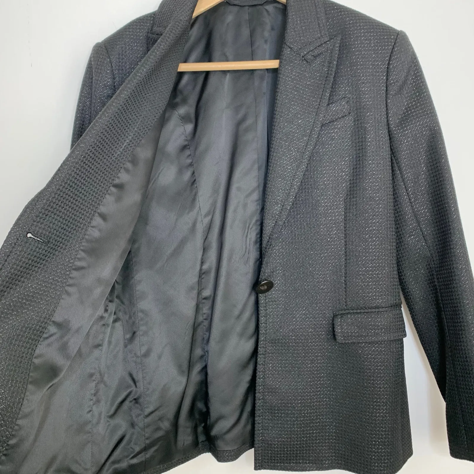 ATM Anthony Thomas Mejillo Black Metallic Sparkle Schoolboy Blazer Jacket Size 6 - Image 12