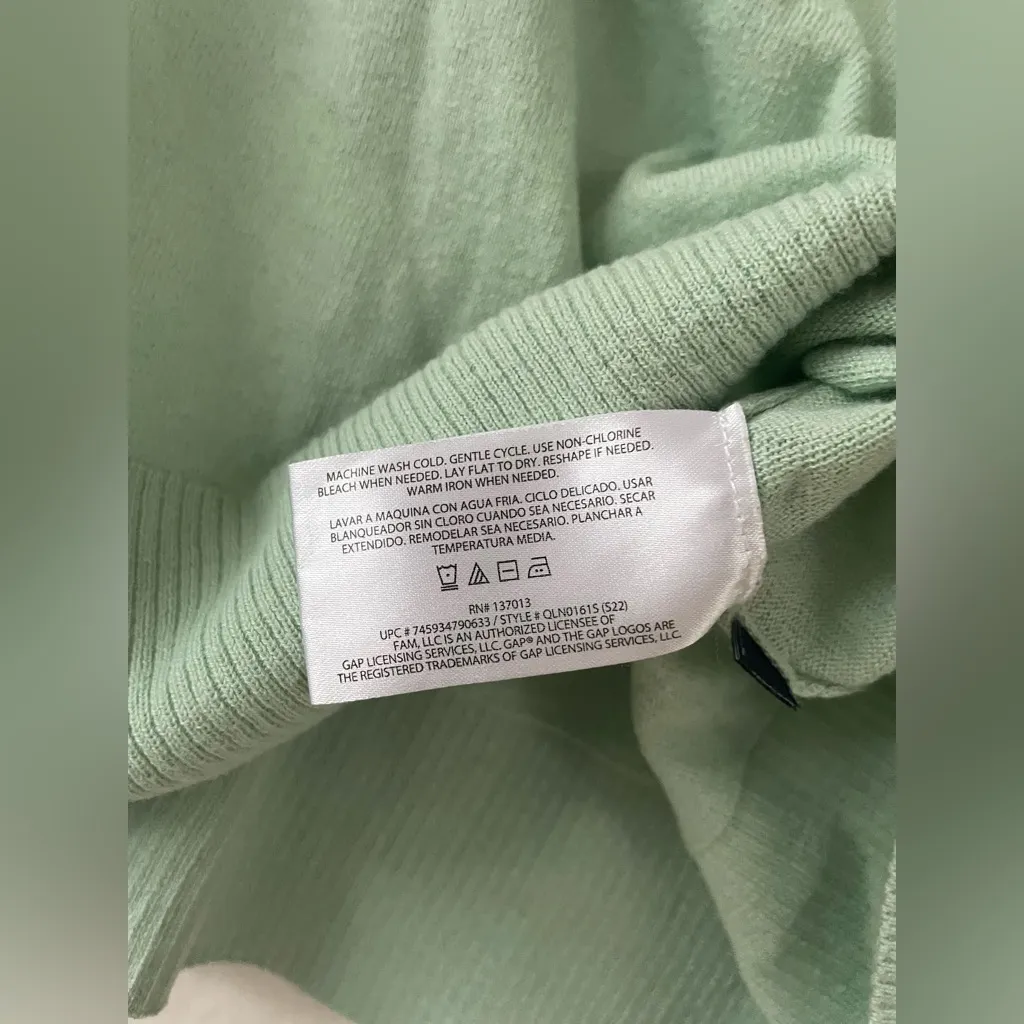 GAP light/mint green cotton blend v-neck pullover classic lightweight sweater; M - Image 6