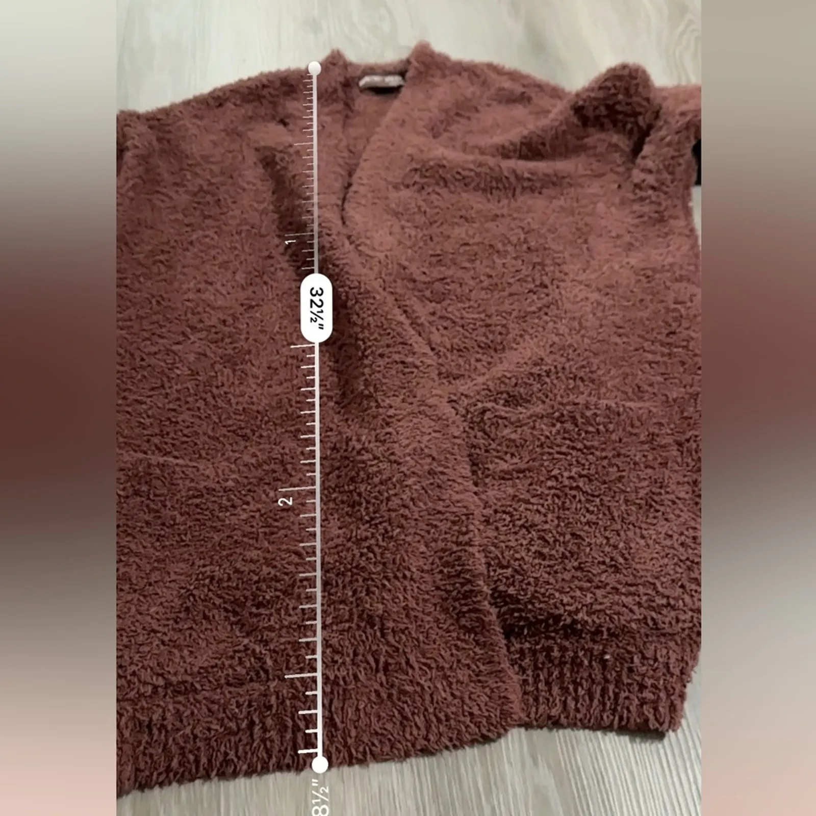 Barefoot Dreams CozyChic So-Cal Long Sleeve Pocket Cardigan in Redwood Size S/M - Image 9