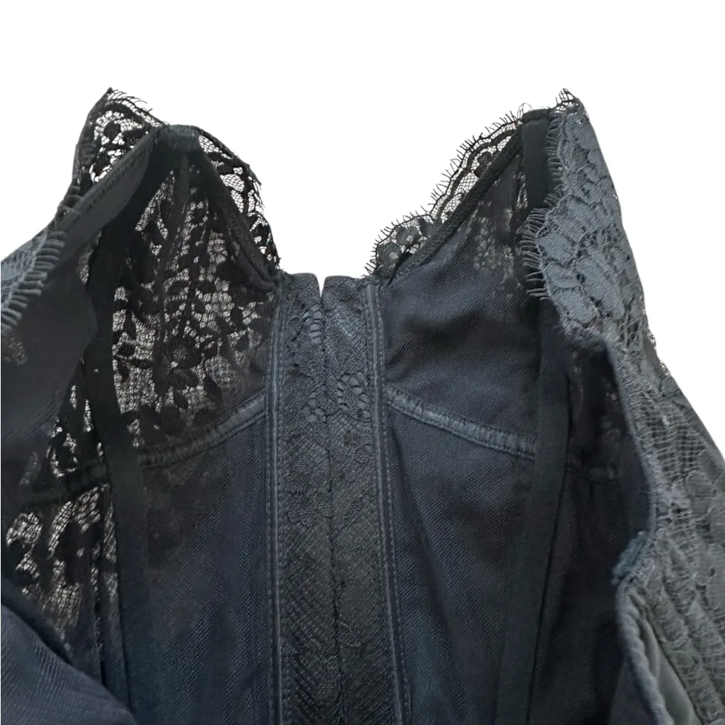 Victoria’s Secret Dream Angels Lace Corset Crop Top Black Whimsygoth Size Small - Image 5