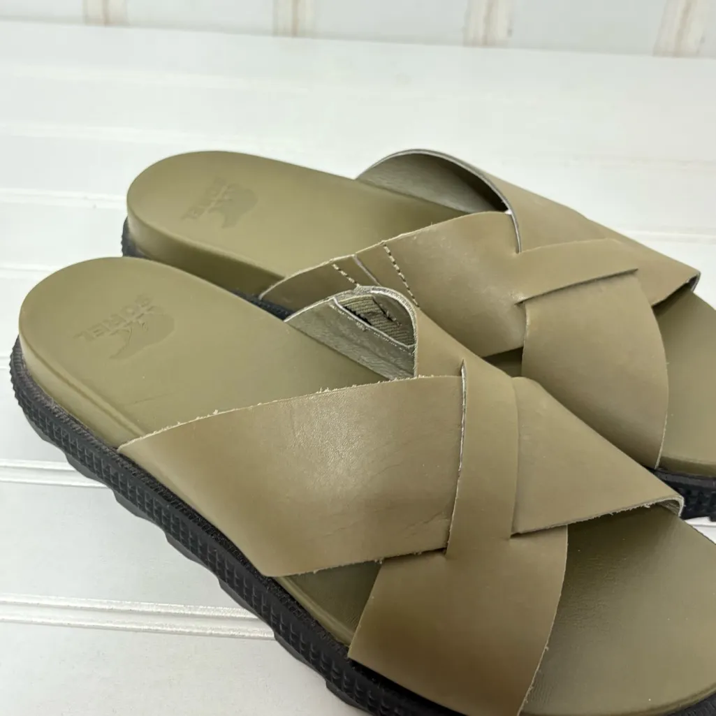 Sorel Women's Roaming Criss Cross Slide Green Sandals 621 - Image 6