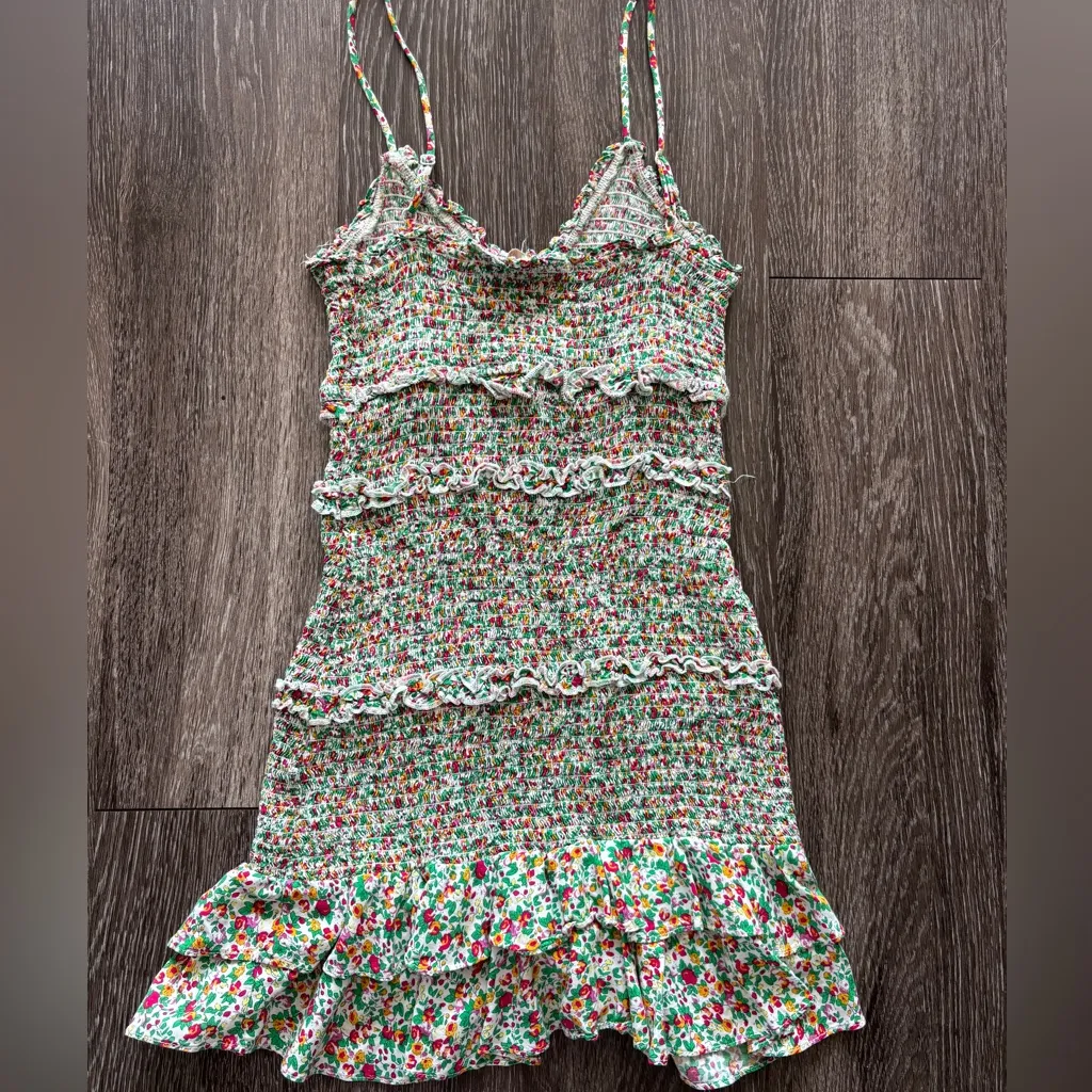 Olivaceous  Floral Ruffle Mini Dress S - Image 5