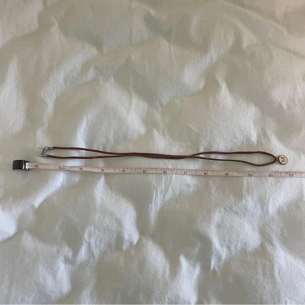 Fossil Brown Suede Bracelet or Necklace Enamel‎ Round M Charm Rustic Boho Vibes - Image 9