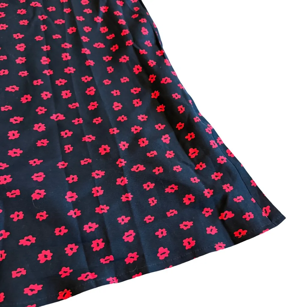 Princess Polly Black Red Floral Print Skirt Midi High Slit Flowy Trendy Size 4 - Image 10