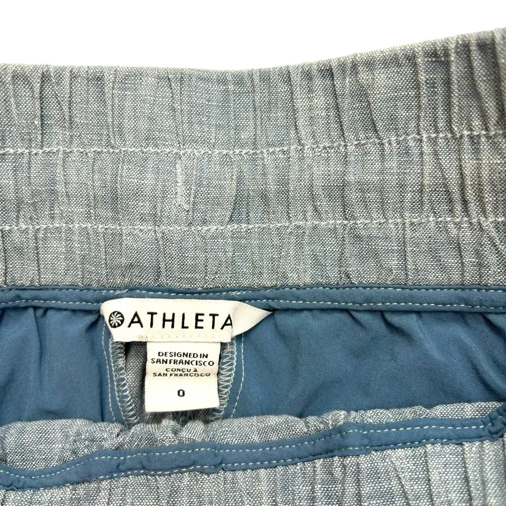 Athleta Cabo Linen‎ Wide Leg Pant Chambray Blue Size 0 - Image 12