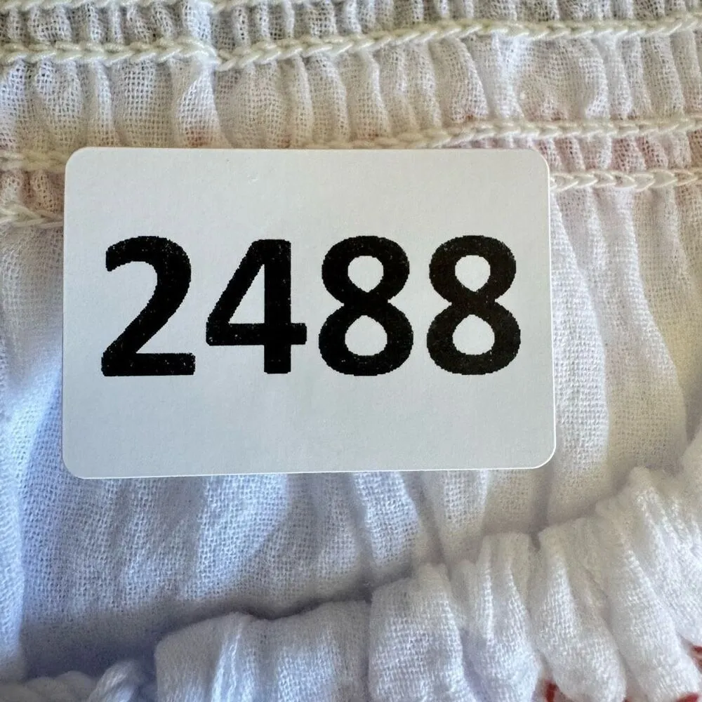 Ouwei White Red Black Embroidered Ethnic Festival Blouse SZ XL #2488 - Image 10