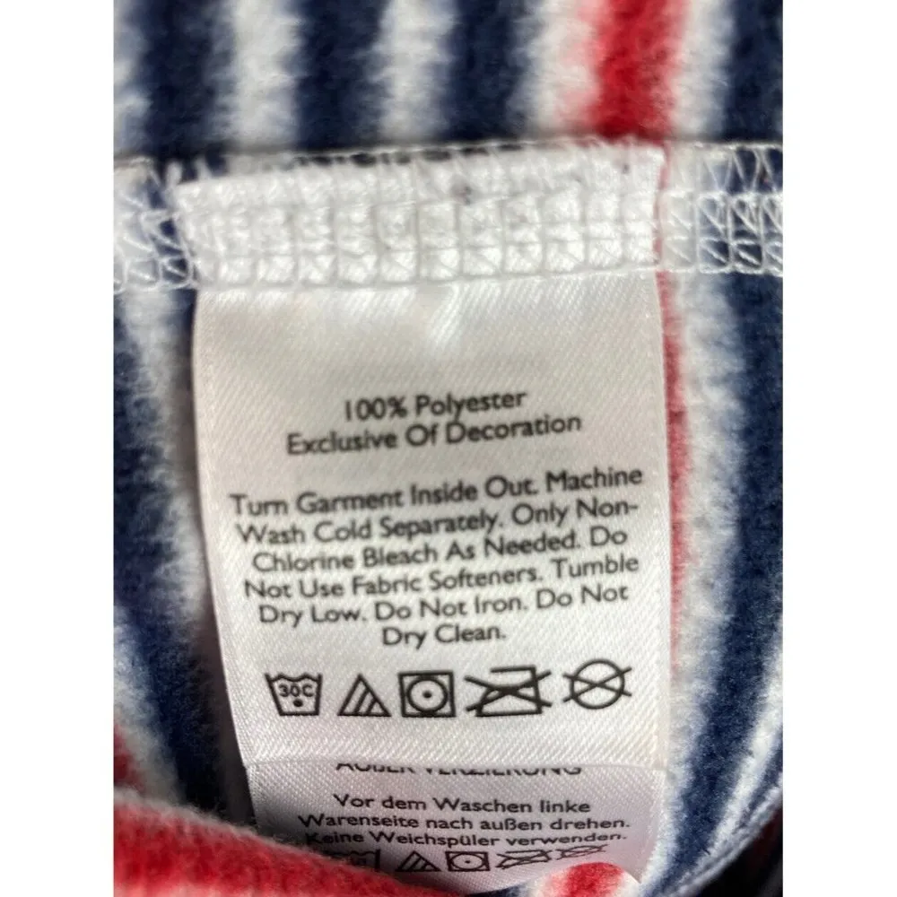 *Eddie Bauer Striped Long Sleeve Fleece Top Womens M Red White Blue Americana - Image 7