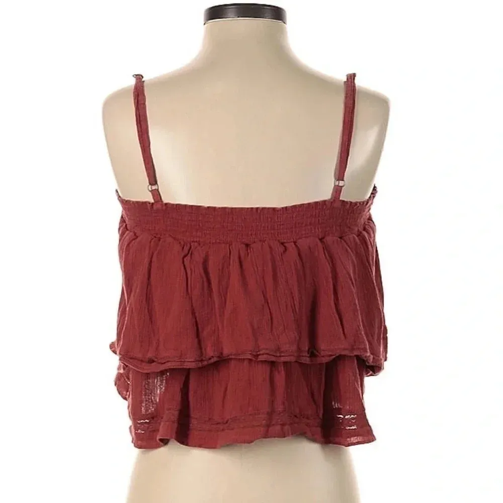 Show Me Your Mumu Myra Ruffle Cropped Tank Top Blouse in Burnt Sienna Size XS - Image 5