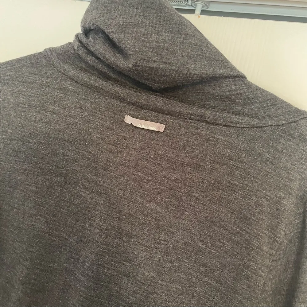 Icebreaker Merino Wool Ariana Dress Sz Small Grey Button Mock Neck Gray - Image 15