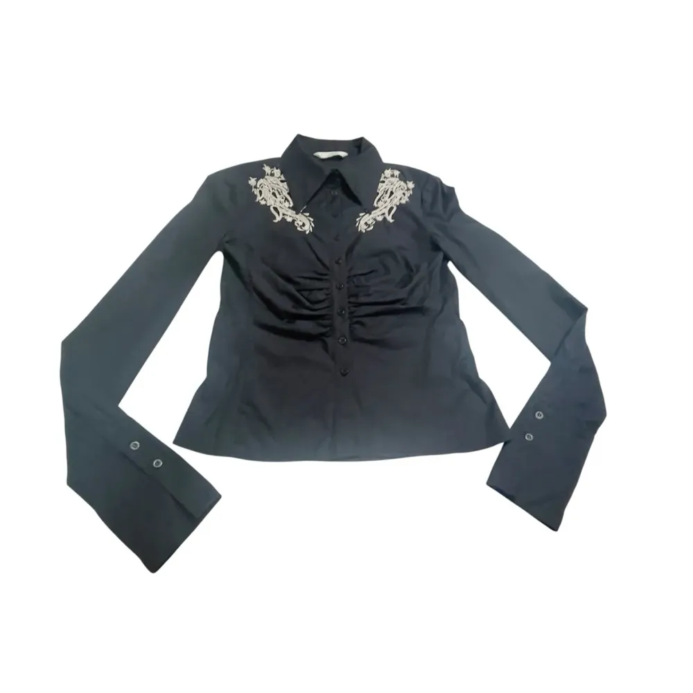 Max Studio Black Embroidered Shirt size M - Image 6