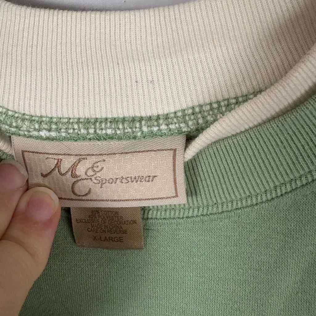 M&C Sportswear Vintage XL Green Grandma Pullover Sweatshirt Grannycore Cottage - Image 5