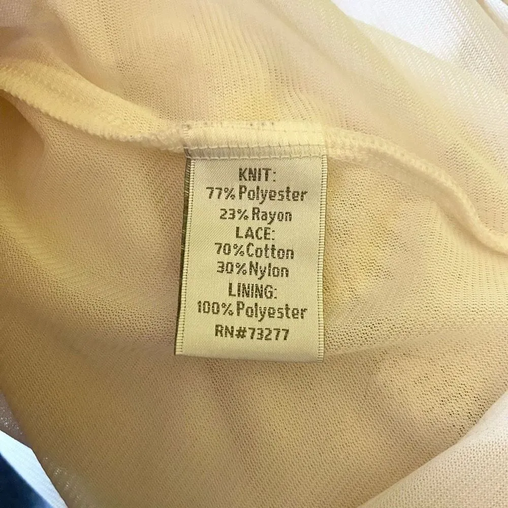 LC Lauren Conrad Lace Layered Babydoll Top Short Sleeve Cream Delicate Size S - Image 7