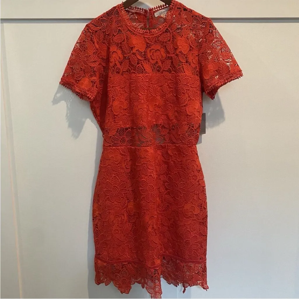 LOVERS + FRIENDS | REVOLVE Mon Amour Mini Dress | Red Lace  Cocktail Wedding | S - Image 4