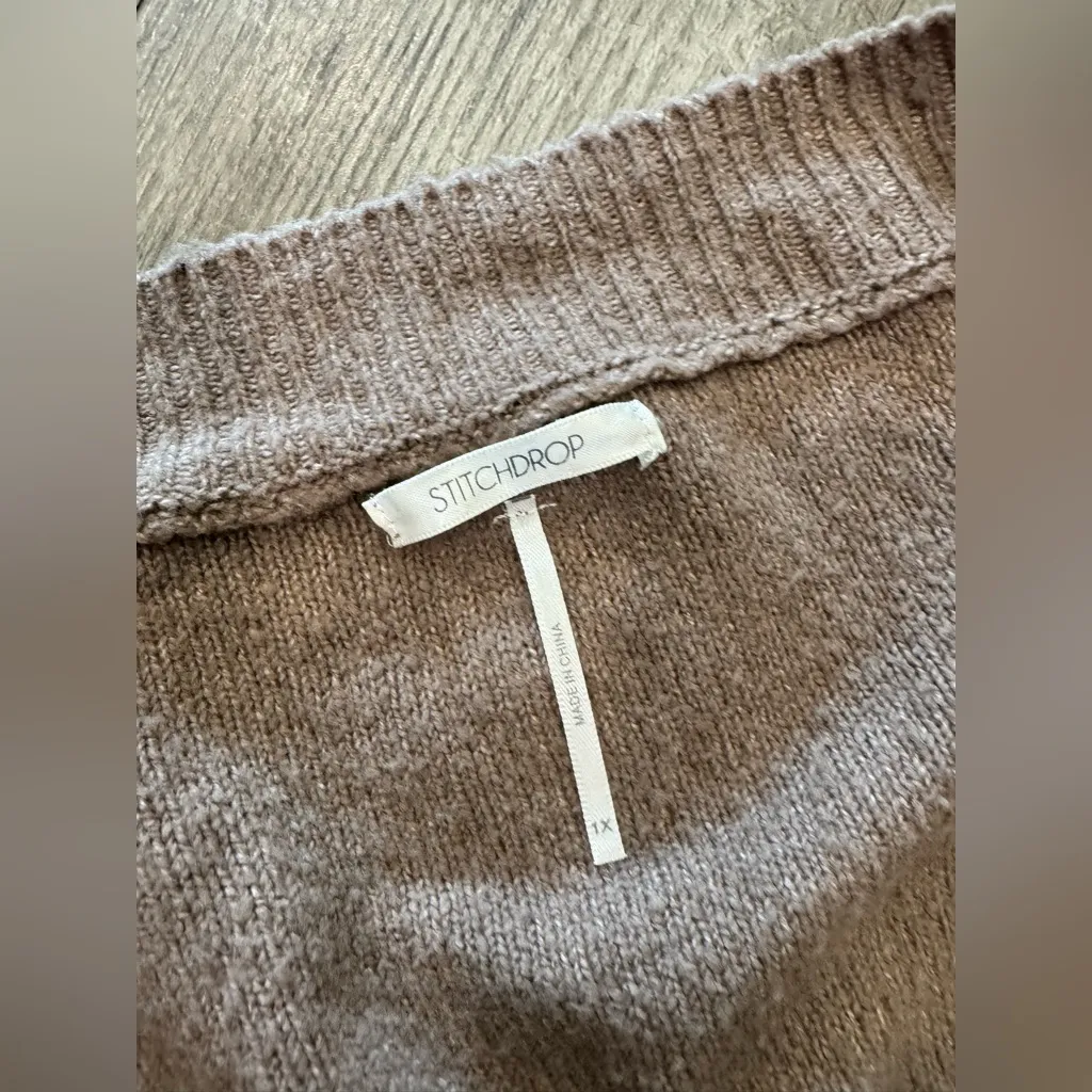 Chic Beige Long Sleeve Sweater Dress Tan Size 1X - Image 11