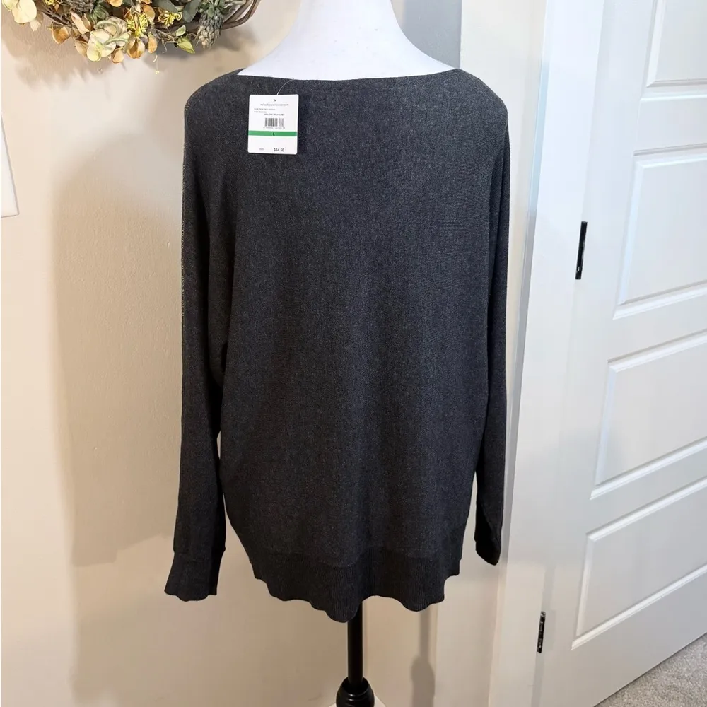 NWT Rafaela Women's Leopard Sparkle Shoulder
Sweater Gray Heather~Large 💚 - Image 6