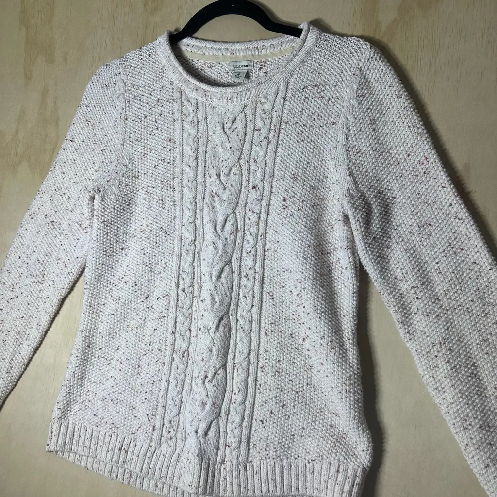 LL Bean Women’s Crewneck Pullover Sweater Henley Size Small White - Image 2