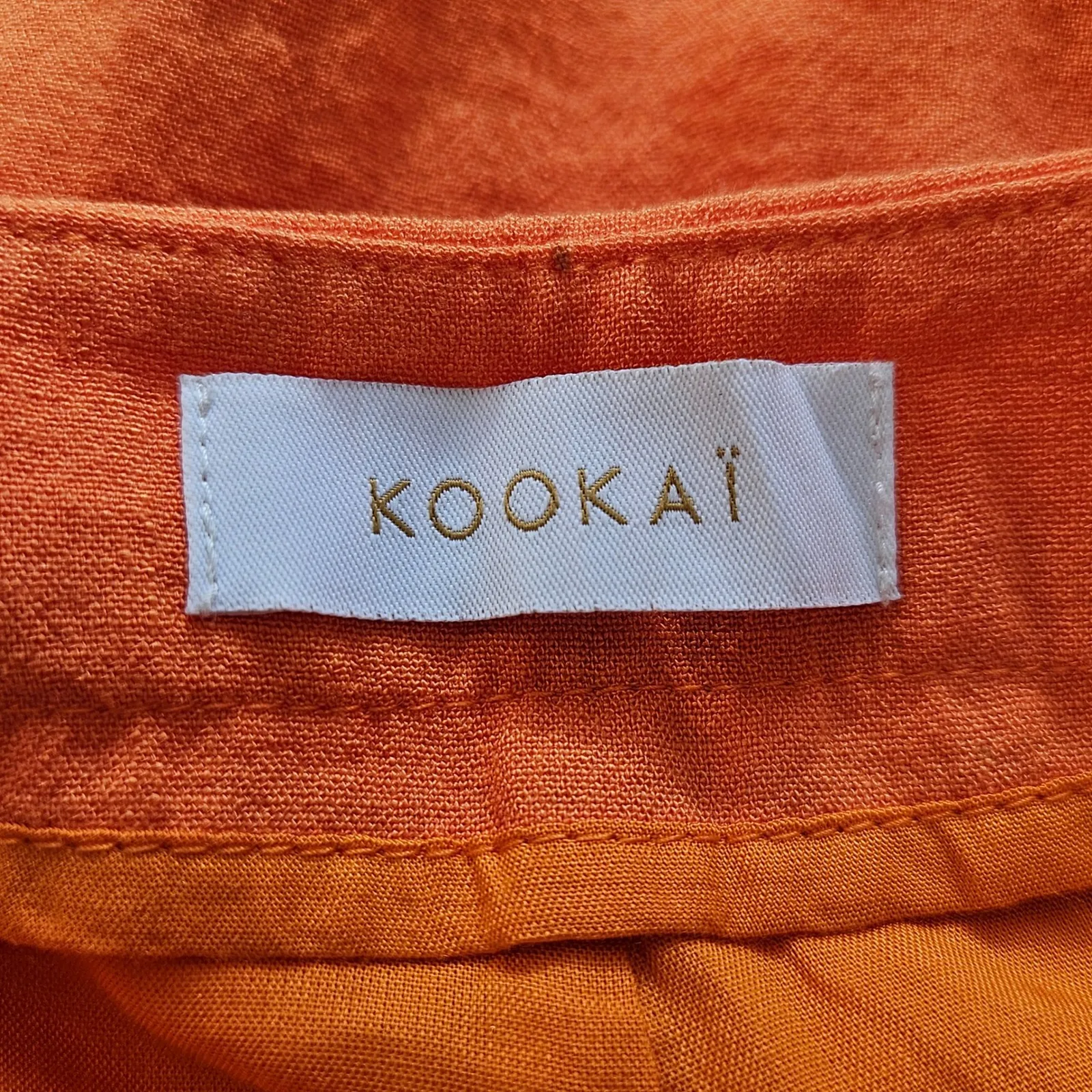KOOKAÏ Orange Wide Leg Pants Women's Size 36 EU Linen Blend Tailored Trousers - Image 3