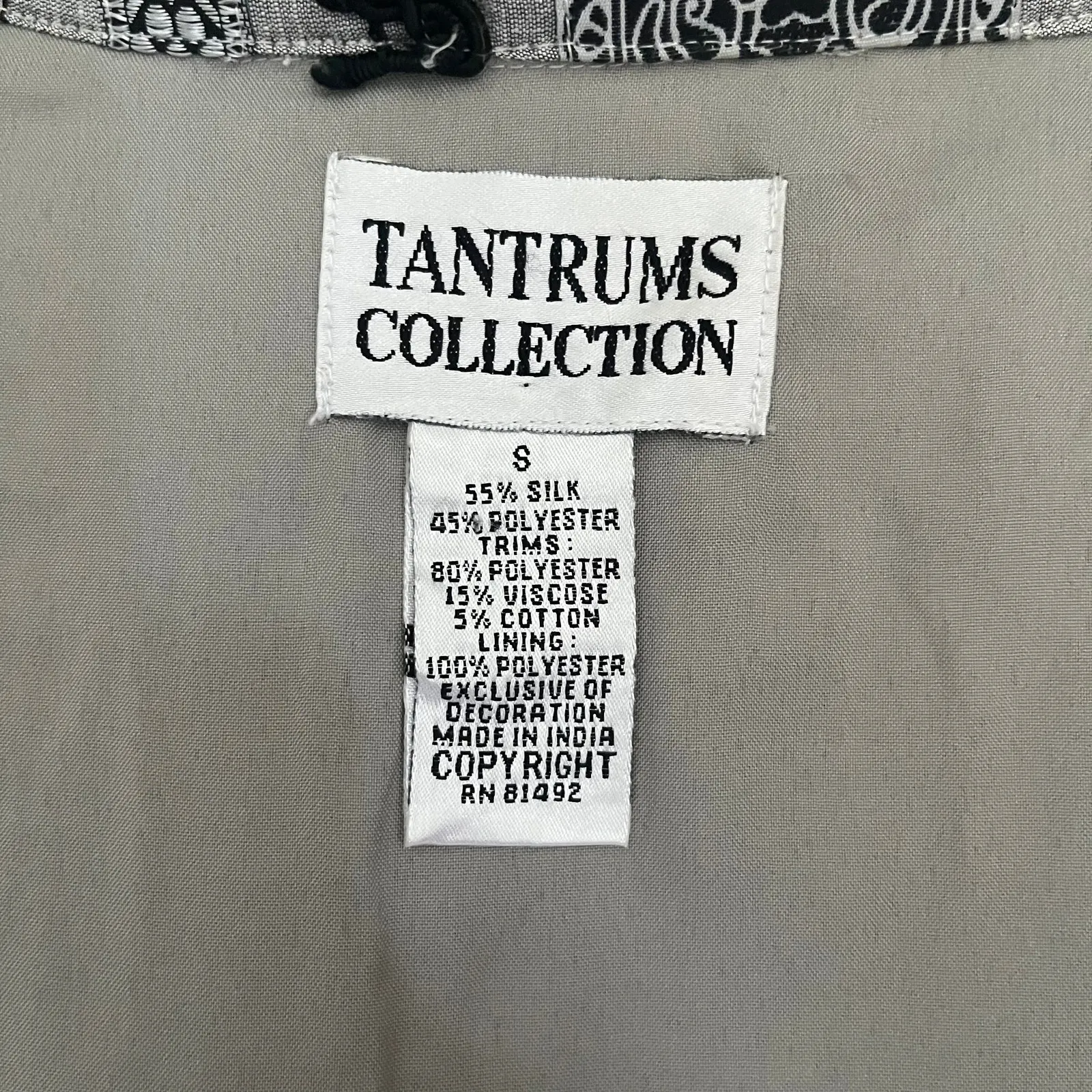 Tantrums Collection Silk Jacquard Womens Jacket 8 Boho Artsy 90s Cottage Retro Tan - Image 10