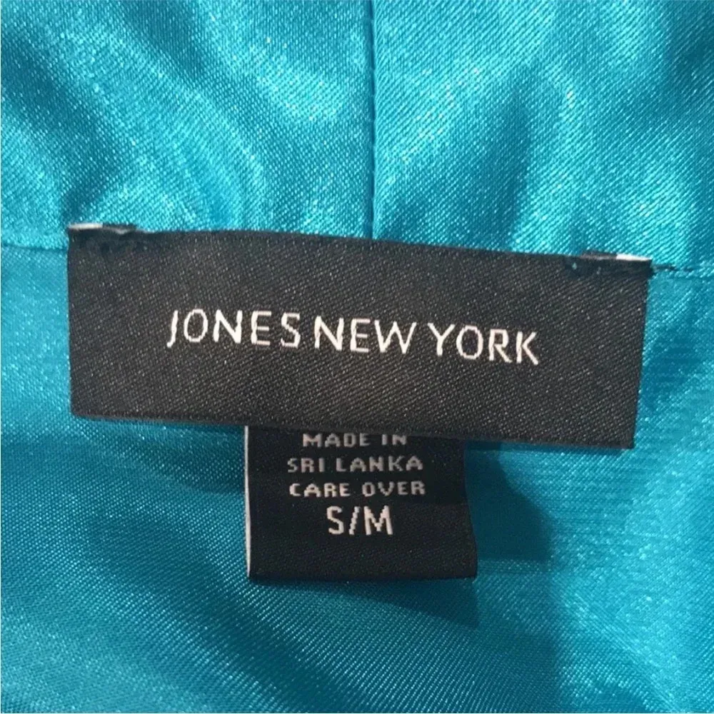 Jones New York silk robe small teal size medium lace cuffs - Image 7