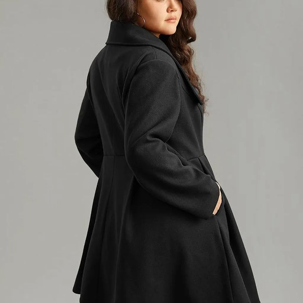 Bloom chic Plain Button Up Pocket Asymmetrical Lapel Collar Coat size 10 nwt Black - Image 6