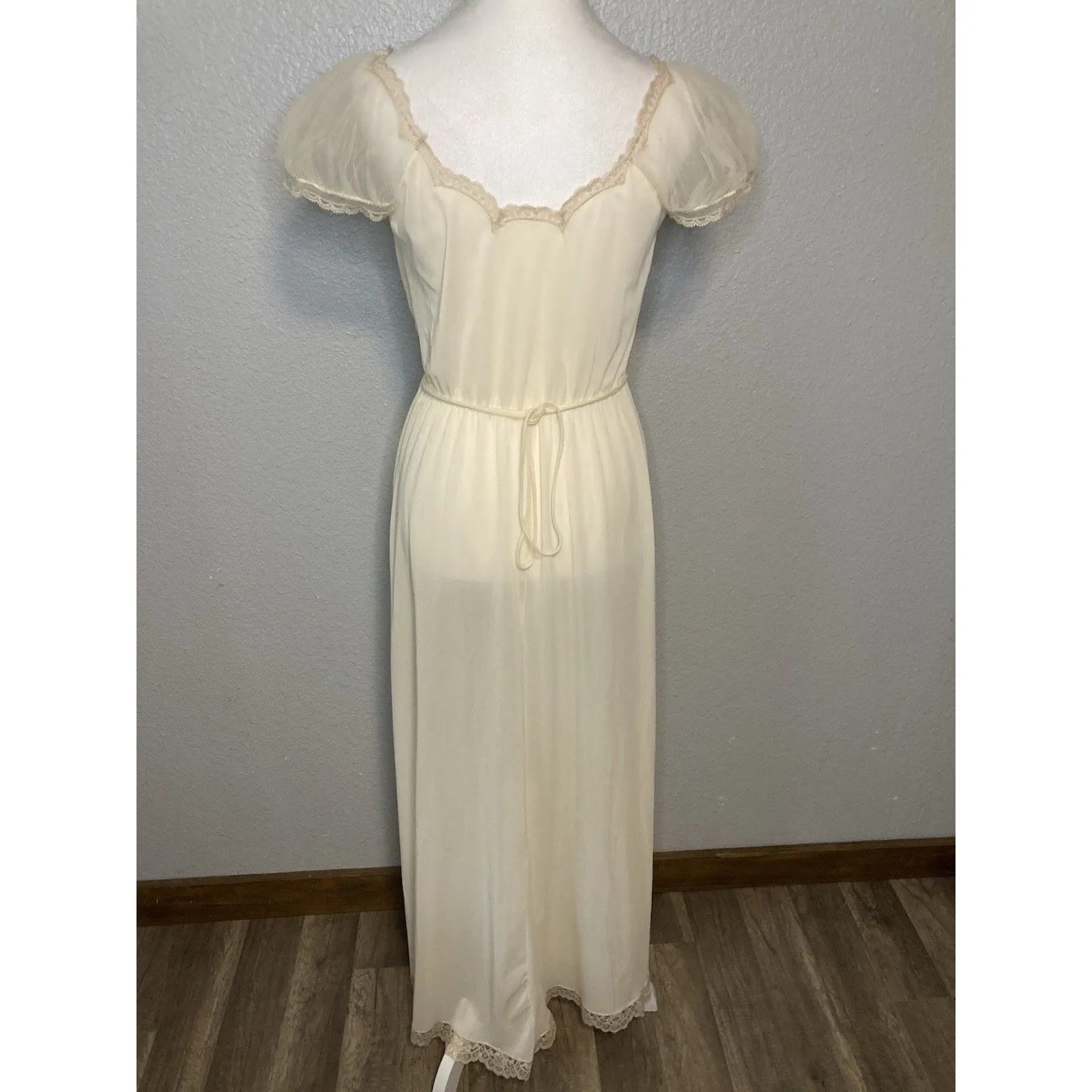 Vintage 40s/50s Artemis Nightgown Robe 32 Peignoir Set Chiffon Lace Lingerie - Image 8
