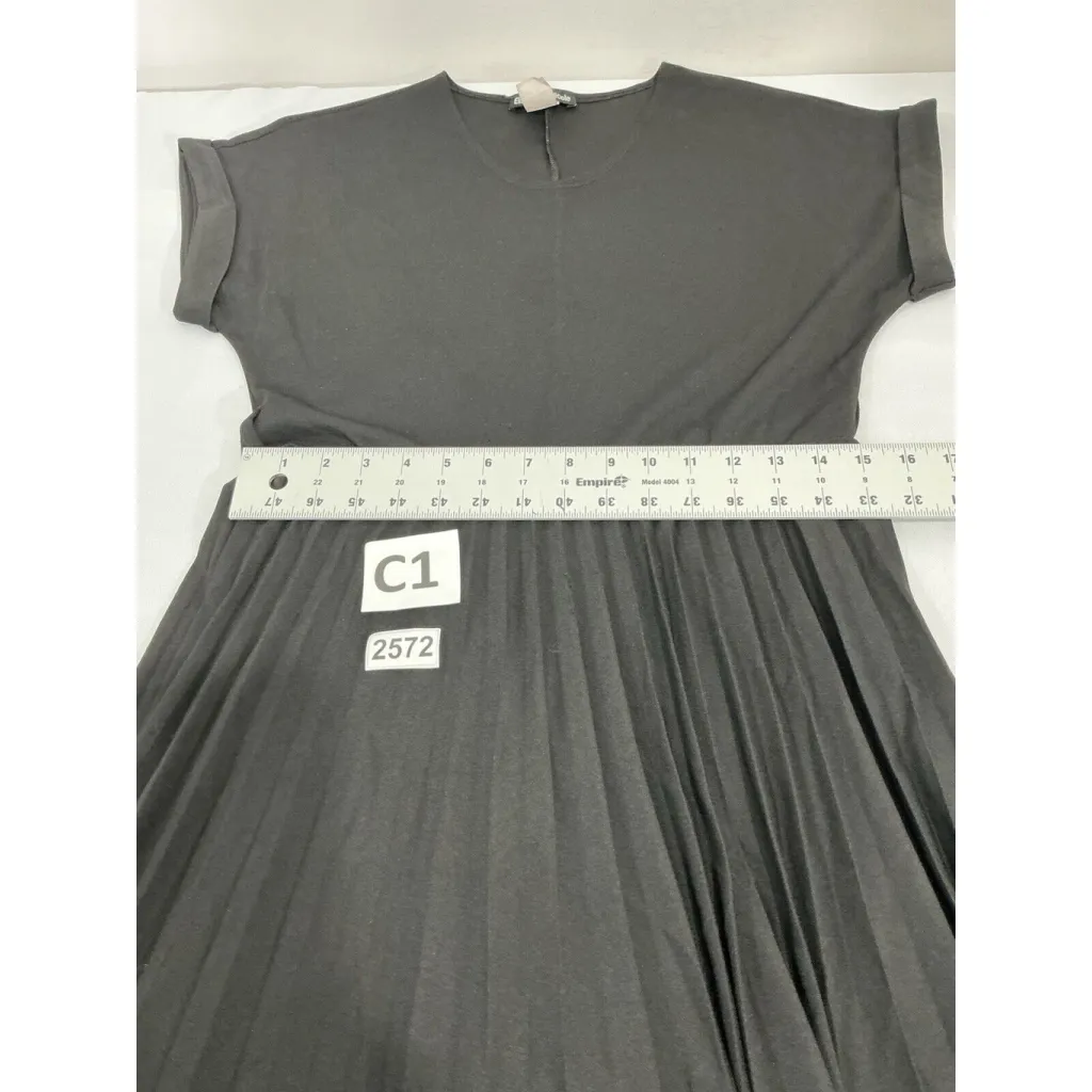 Womans Elizabeth & Nicole Large Black Midi Fit N Flare Dress Pleats - Image 5