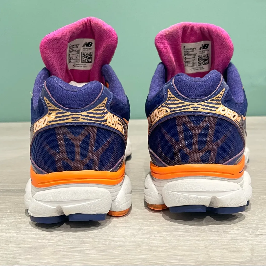 New Balance Women's 1080 V5 N2 Orange and Purple Athletic Running Shoes - Image 7