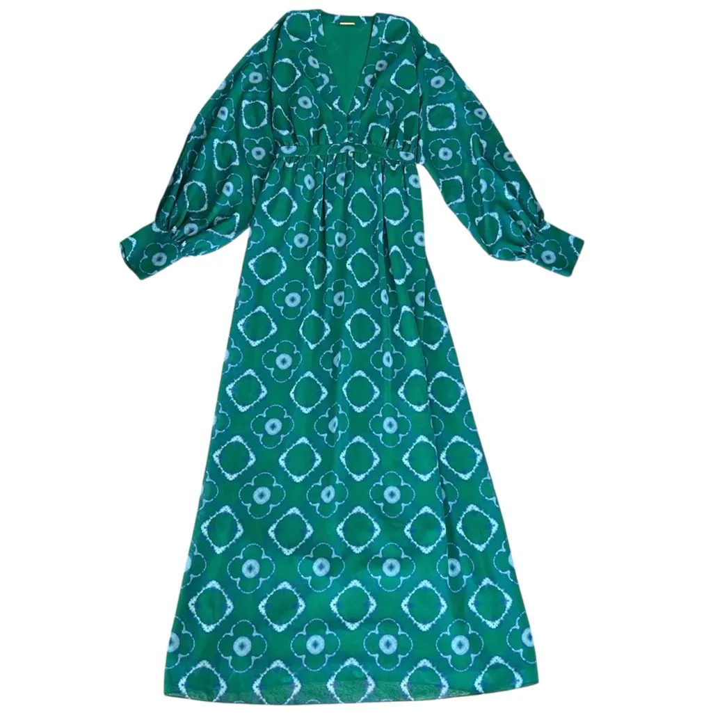 Alexis Women’s Skarla Green Belted Geometric Floral Long Sleeve Maxi Dress Sz S - Image 2