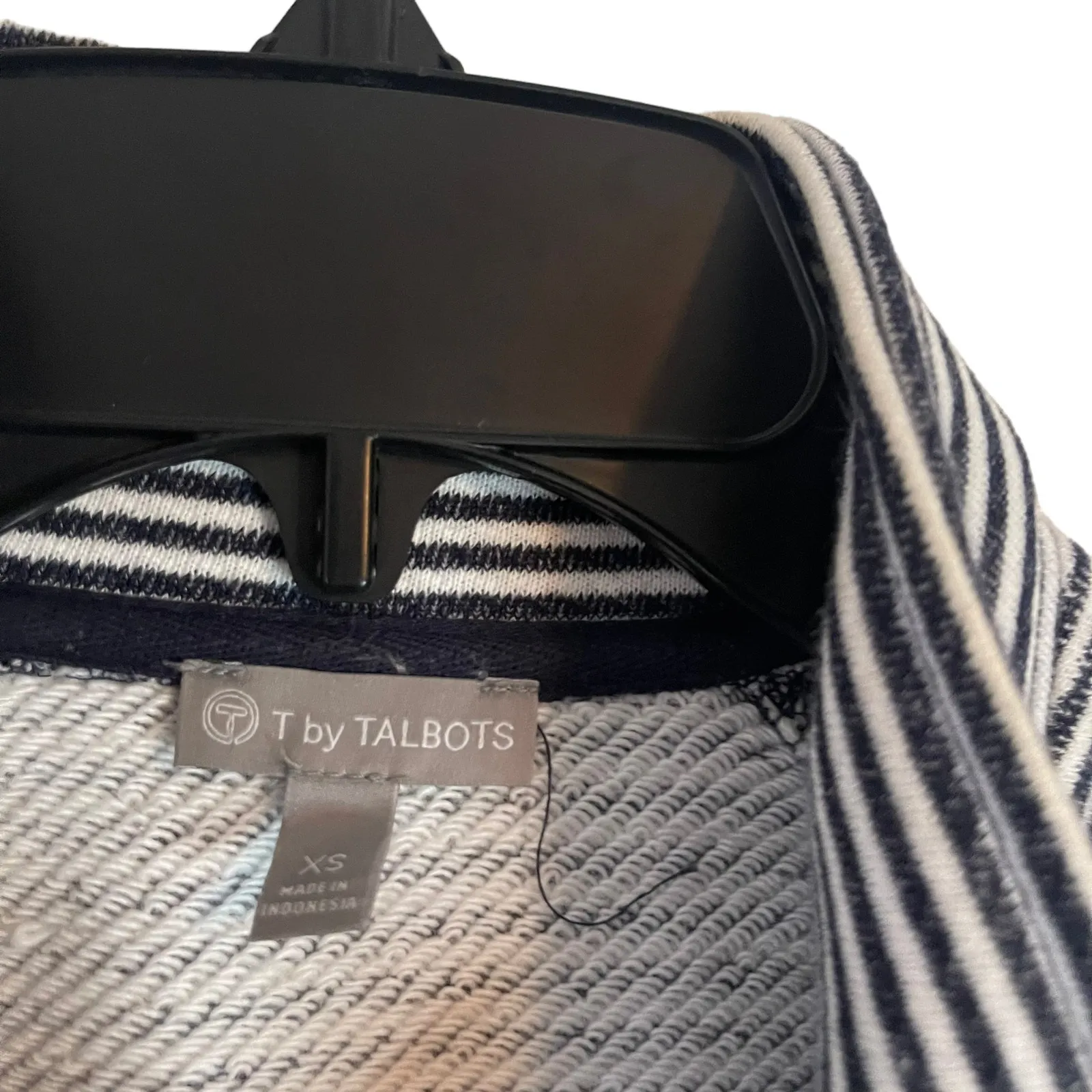 T‎ by Talbots Women's Size XS Nautical Navy Blue Striped Full Zip Up Sweater - Image 4