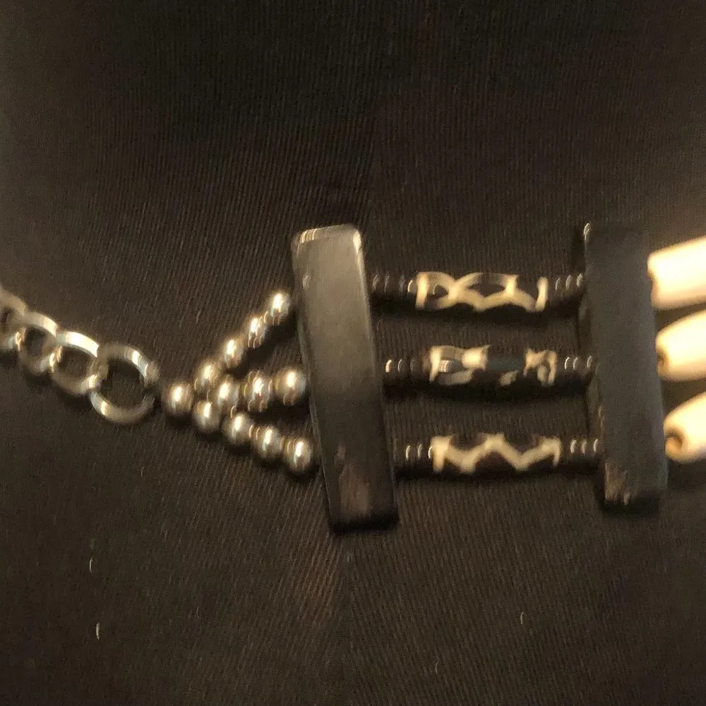 Chicos MIxed Animal Print and "Ivory / Bone" Tone Textured Chain Belt 40" long - Image 4