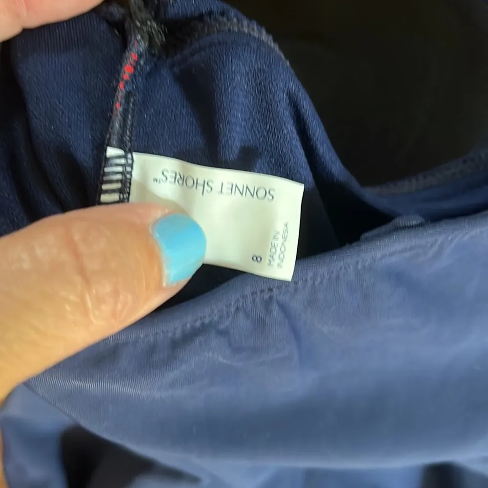 Red and Blue Strapless Swimsuit Size 8 - Image 5