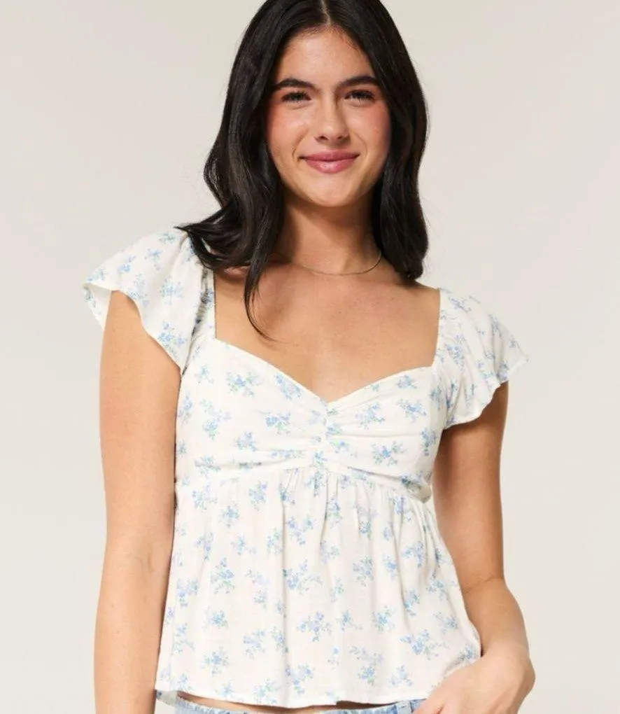 EASY FLUTTER SLEEVE BABYDOLL TOP - Image 2