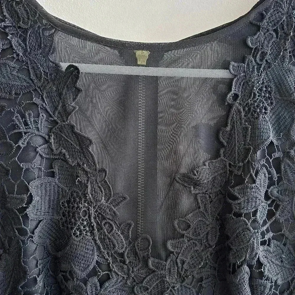 Betsy & Adam Lace Crochet Peplum Dress with Black Pencil Skirt, Size 10 - Image 9