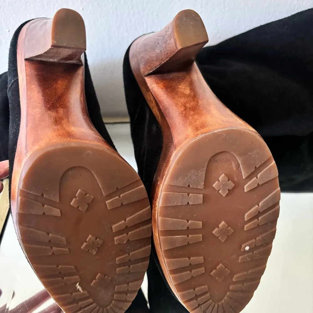 Michael Kors Tall Suede Sz 8.5 Platform Wooden Heel Women's Boots - Image 11