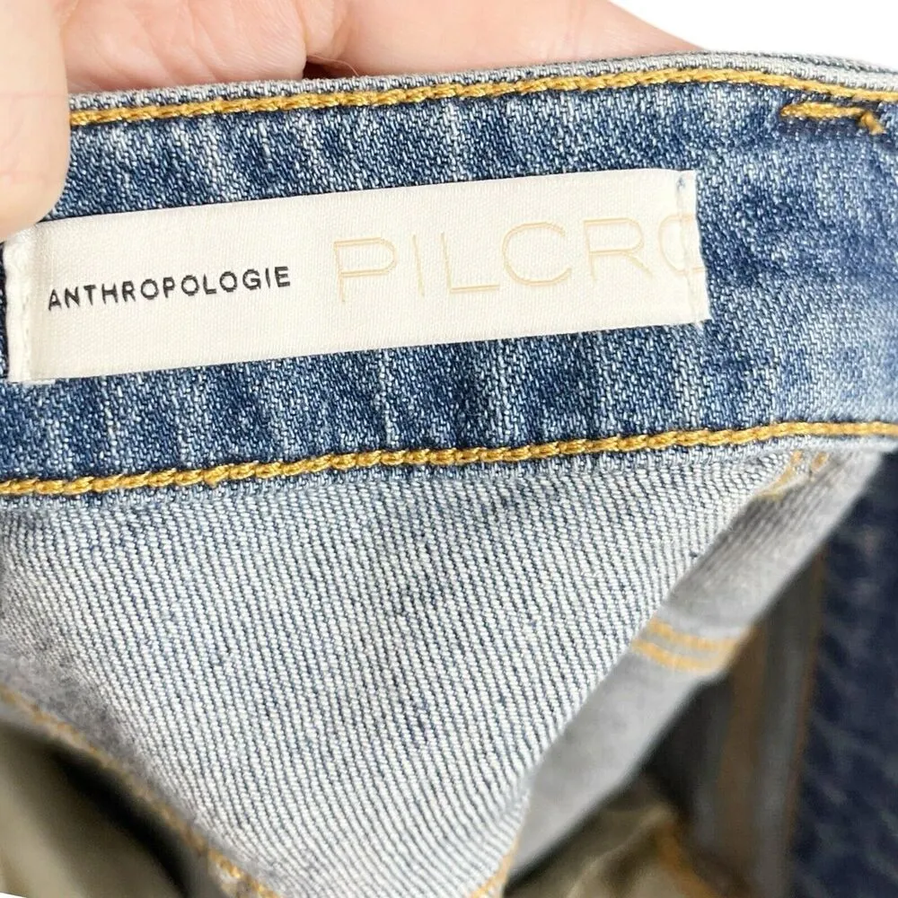 Anthropologie Pilcro Cutout Shorts Distressed Blue High Rise Denim Women Size 32 - Image 6