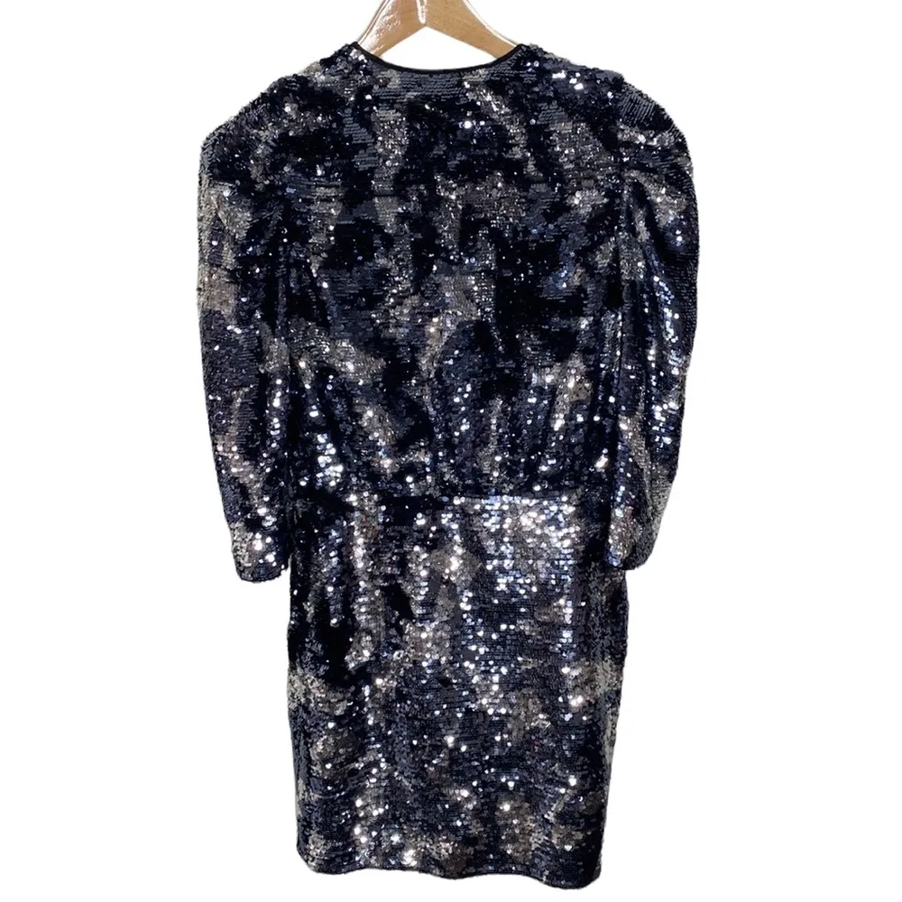 Tanya Taylor Zoey Sequin Camo Wrap Dress size 2 - Image 4