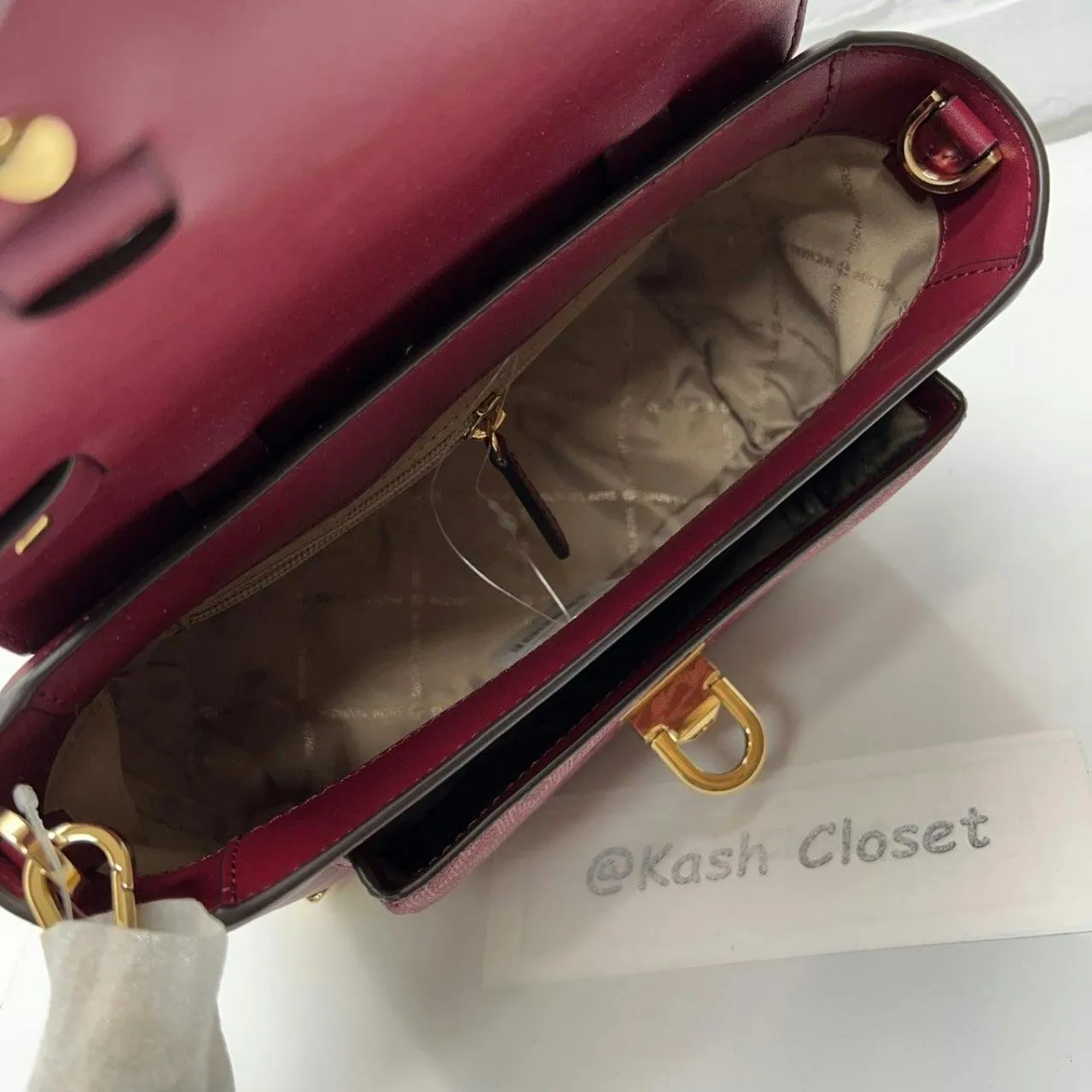 Michael Kors Mulberry Multi Manhattan Satchel Medium Leather MK Signature - Image 5