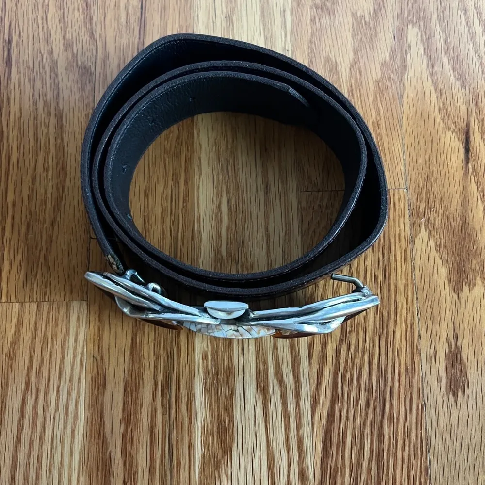 Connie Bates Farenheit Brown Leather Belt Semi Precious Stones 28" - Image 16