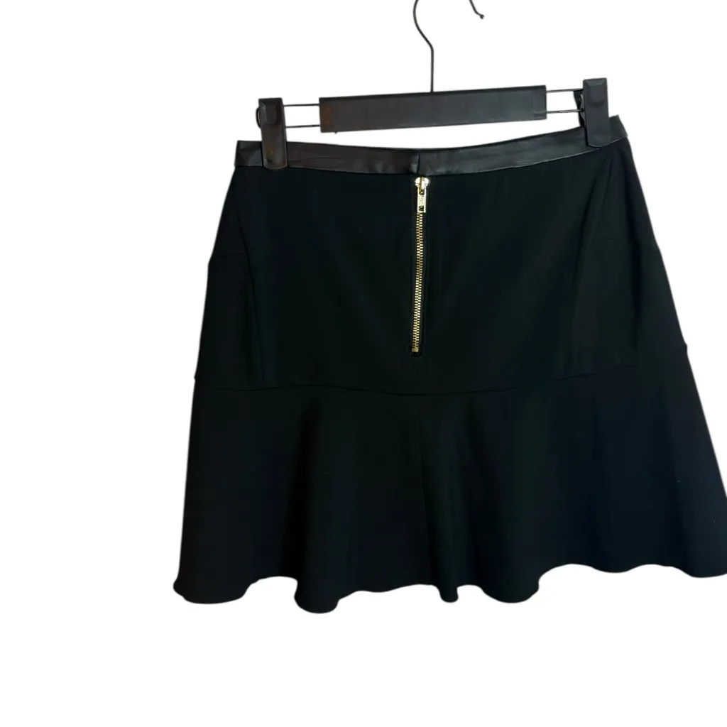 Xoxo Black Faux Leather Trim Y2K Ruffle Mini Skirt - Image 2