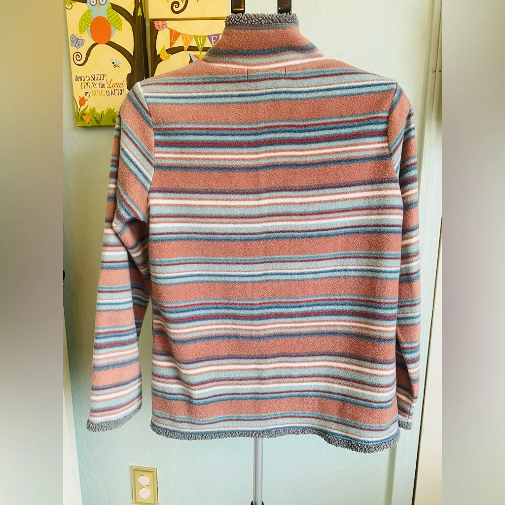 North River Outfitters Women's 1/4 Zip Sweater Striped Sherpa Hem Lined Medium Pink - Image 12