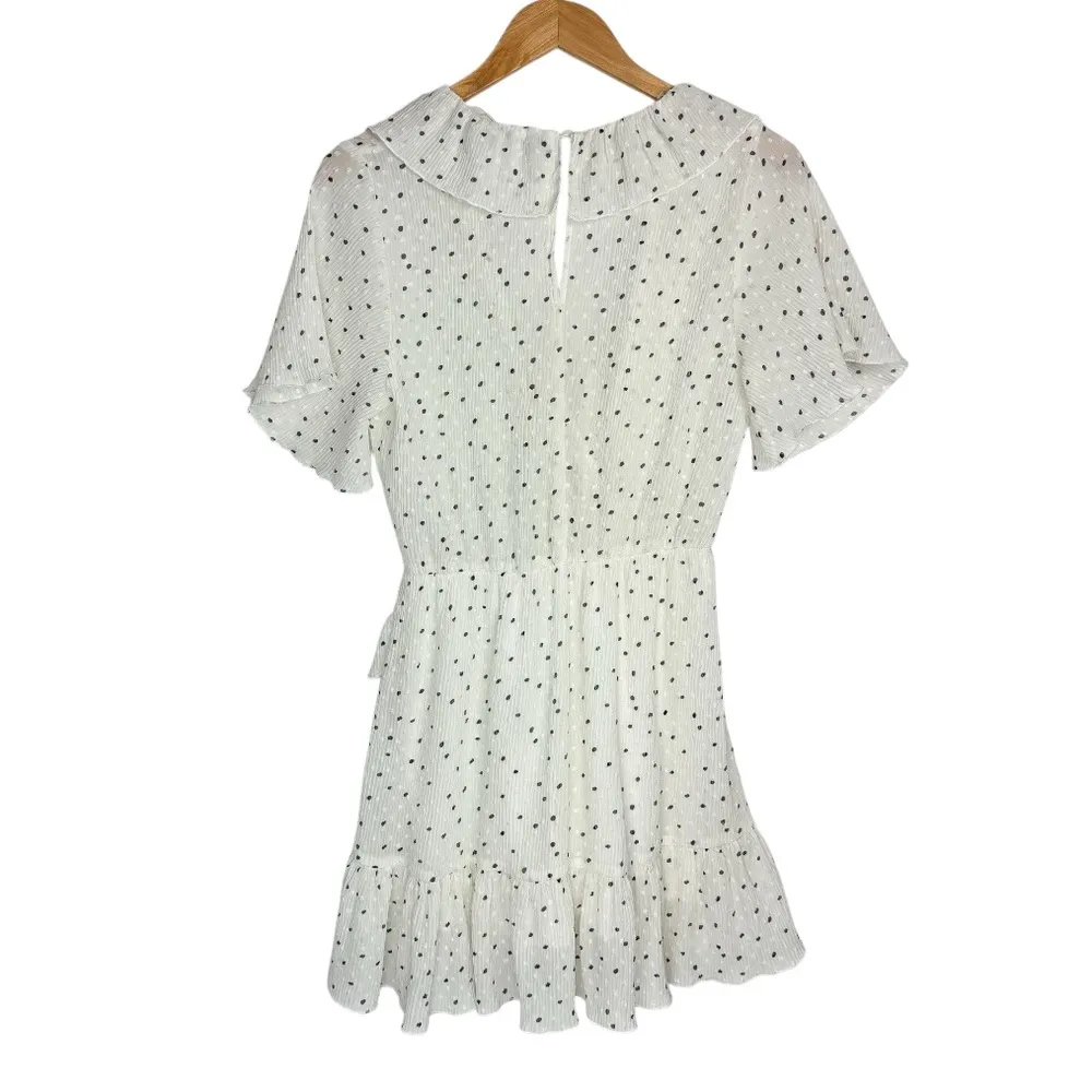 Zara Polka Dot Mini Dress Sz Small Swiss Dot Ruffle Flutter Sleeves - Image 5