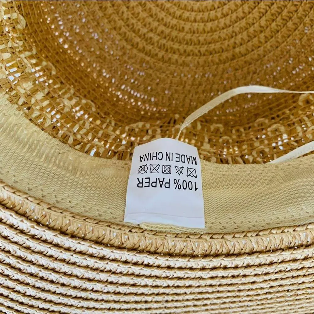 Riah Fashion Panama Weave Brim Brown Beach Vacation Festival Straw Hat - Image 6